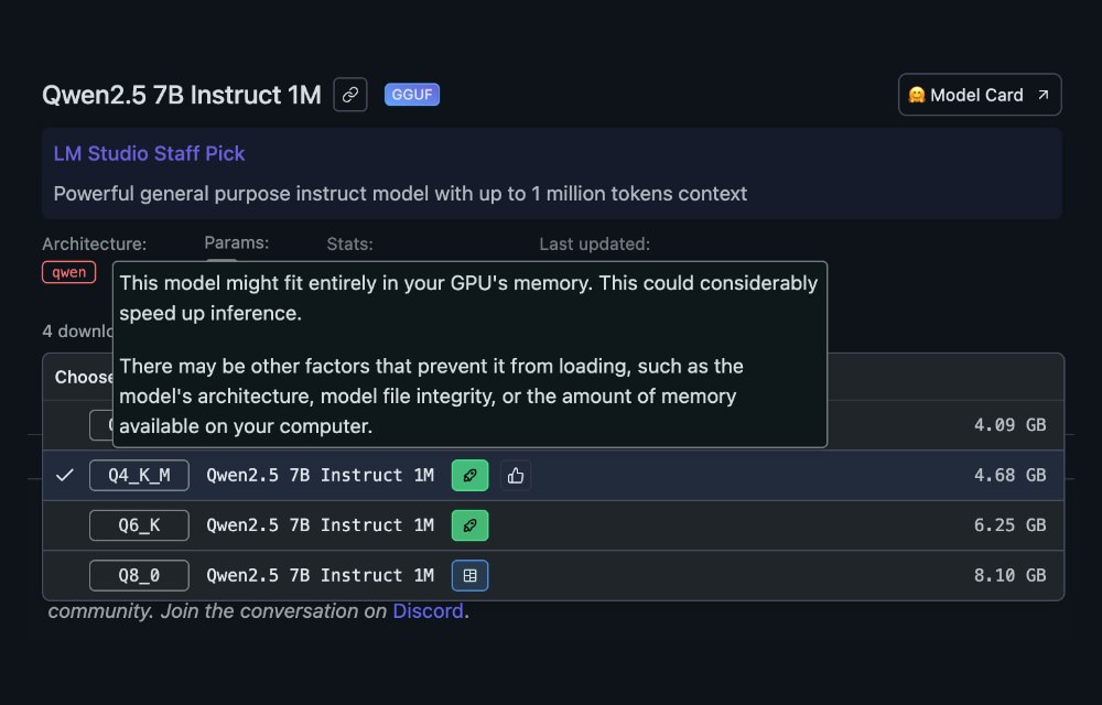 LM Studio model selection interface with system recommendations