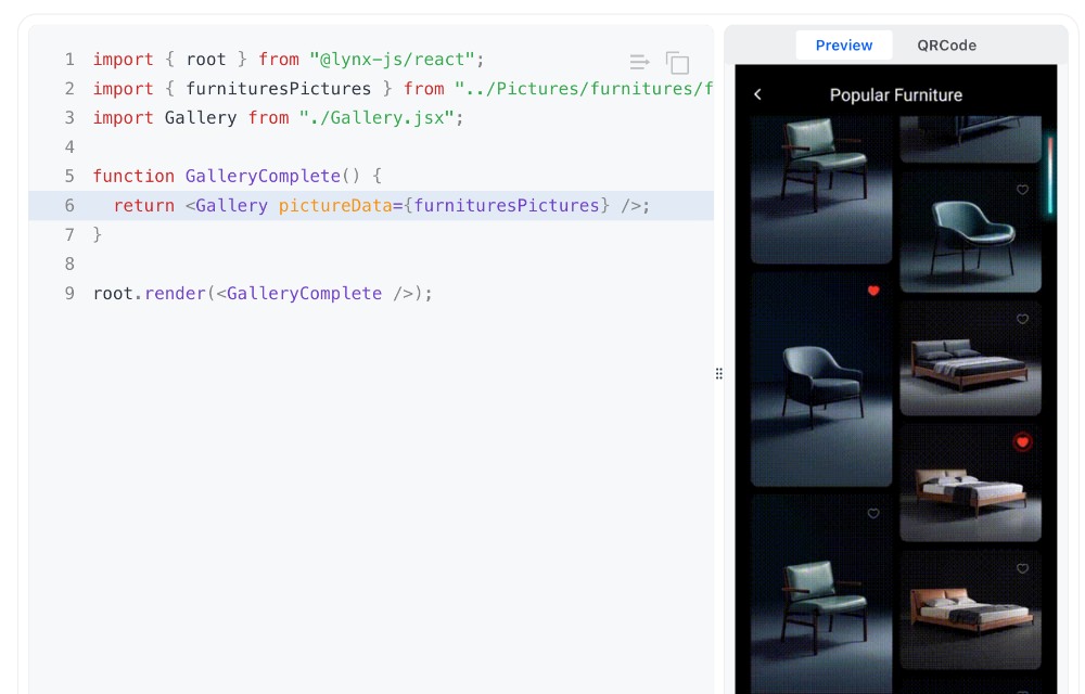 Lynx.js app development interface