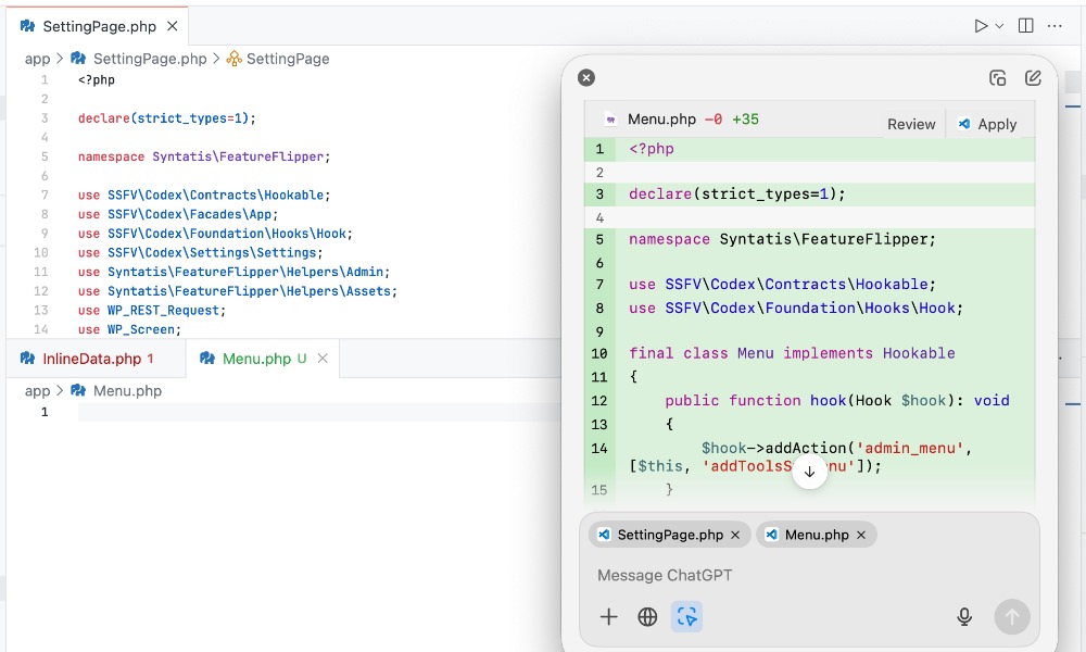 ChatGPT WordPress submenu code generation