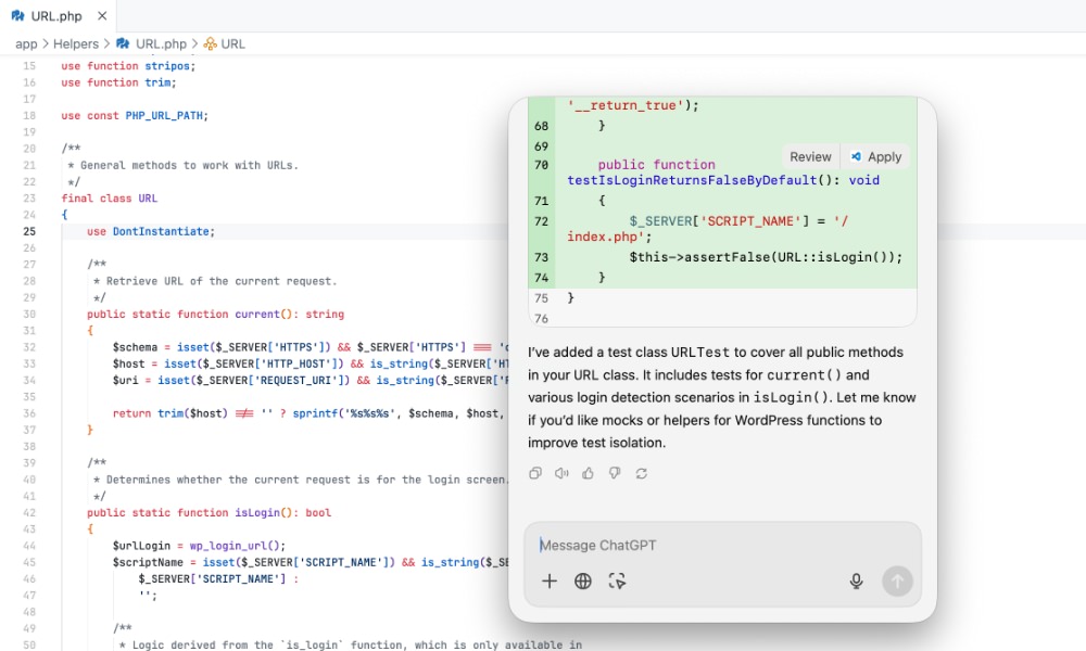 ChatGPT test case generation example