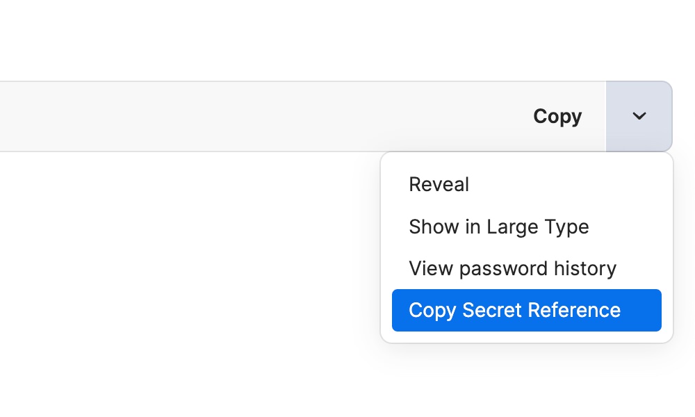 Copy secret reference from 1Password item menu