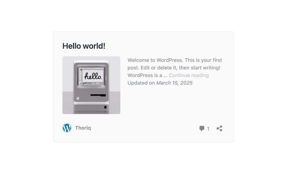 WordPress post embed showing updated date information
