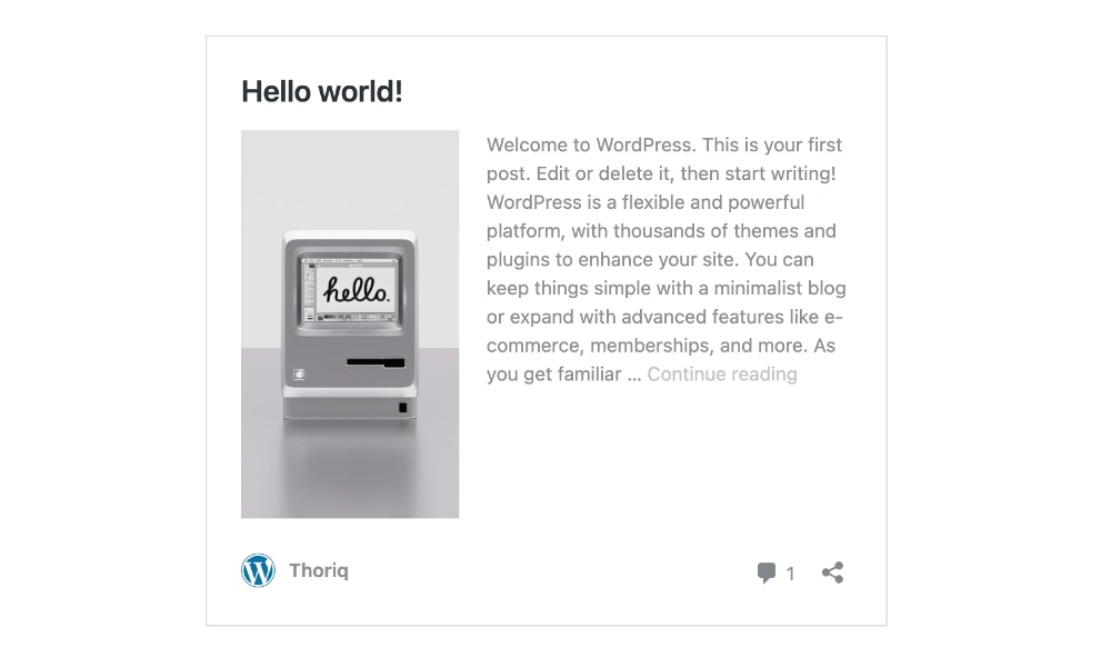 Default WordPress post embeds look