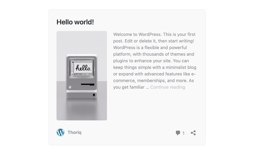Custom styled WordPress post embed with modern design
